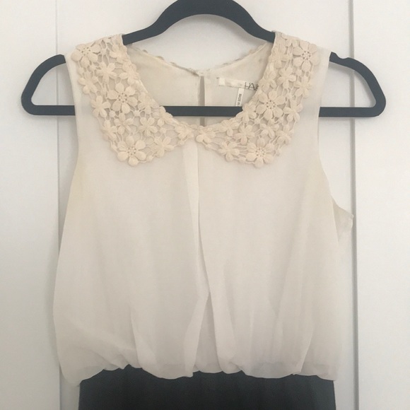 Peter Pan floral neck, white top & black btm dress - Picture 2 of 7